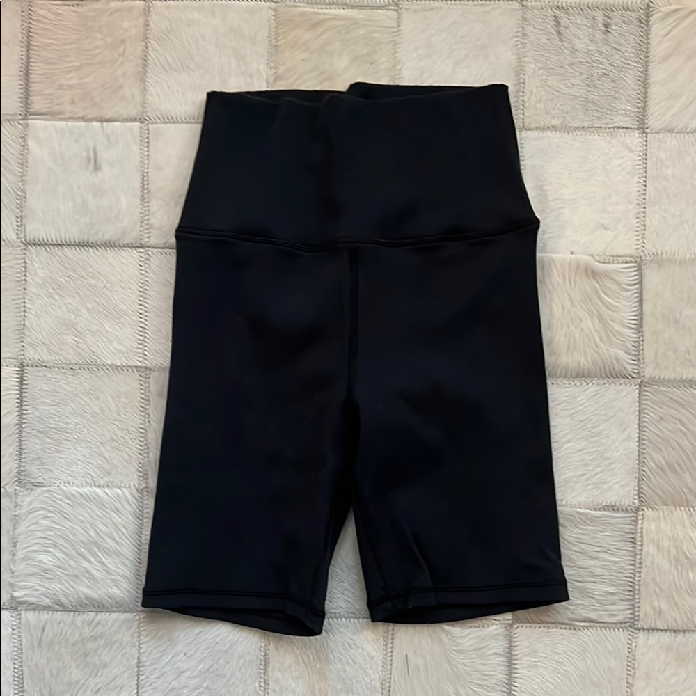 High-Waisted Ribbed Black Bike Shorts